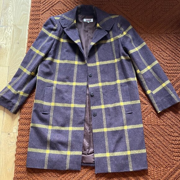 Rodier Paris Preloved Purple and Yellow Wool Coat, FR 40 - Picture 5 of 7